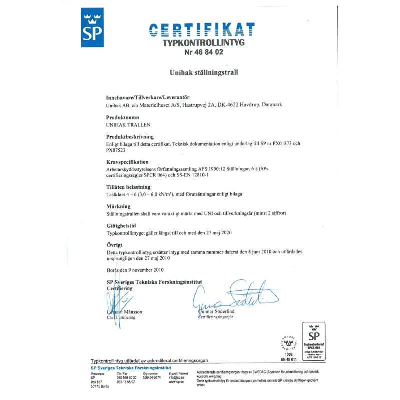 Ställningstrall 140cm x 48,5 cm | PVC Plast lättvikt - Unihak