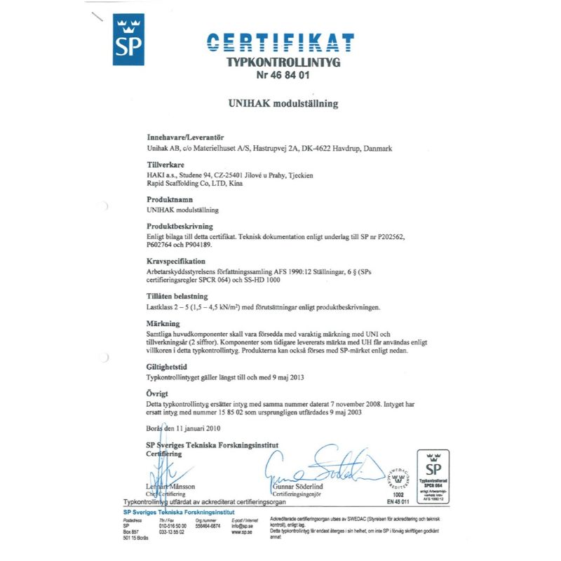 Förankringsrör Aluminium 80 cm - Unihak Byggställning